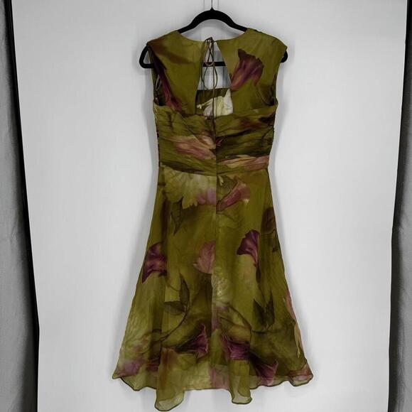 Vintage Donna Ricco dress 8 green midi 90s y2k fall fairy forest floral silk - Picture 6 of 6